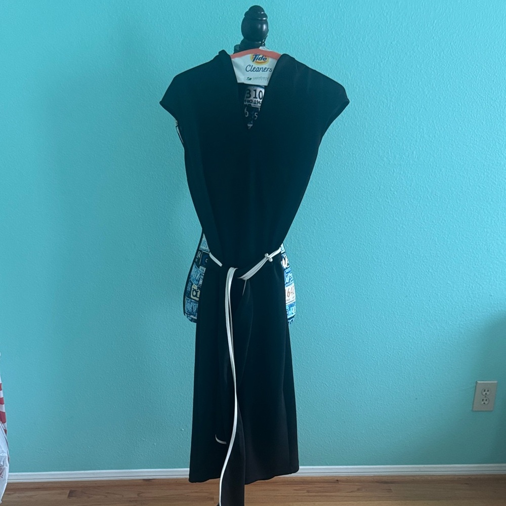Black Sleeveless Dress with Belt